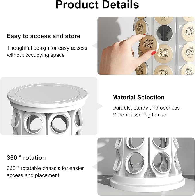 CEHNCEH K Cup Holder: Coffee Pod Carousel Organizer, Compatible - Image 7