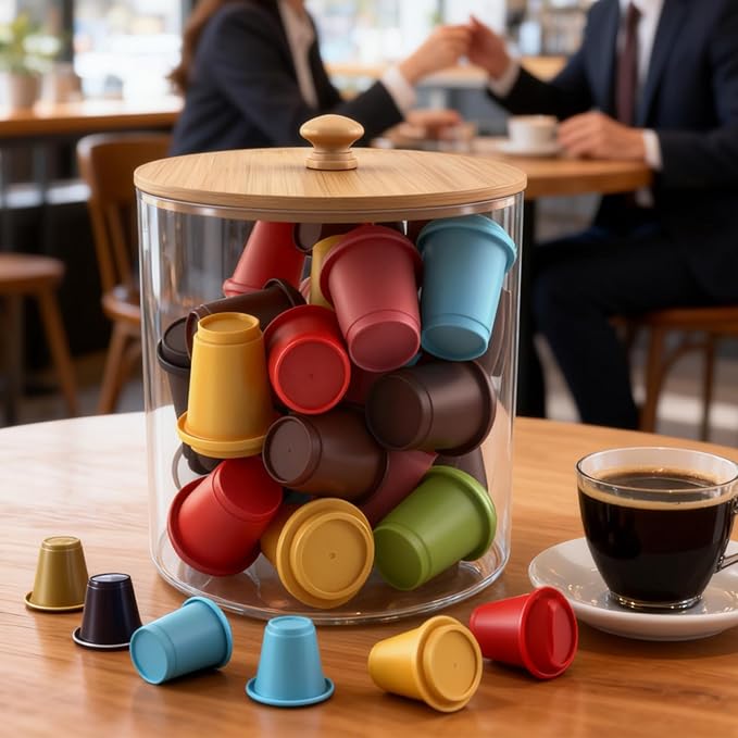 2 Pack Coffee Pod Holder with Bamboo Lid, Coffee Filter Holder, Cafe Bar - Image 6