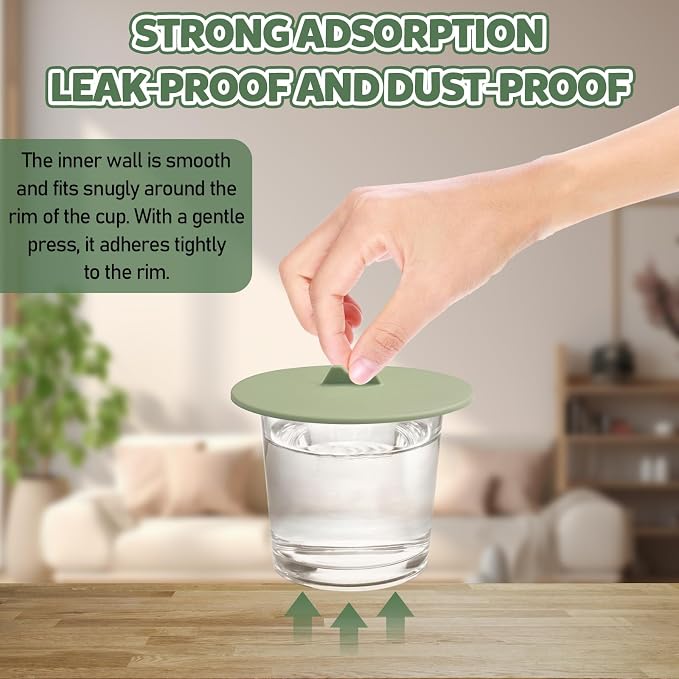 6 Packs Airtight Seal Silicone Cup Covers & Drink Coasters Set, Anti-Dust - Image 5