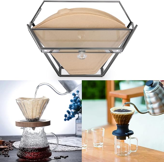 ELLDOO Black Glass Coffee Filter Holder Coffee Paper Storage Container Filter - Image 5