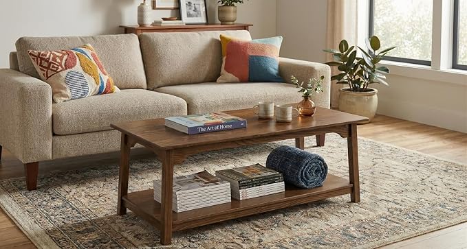Peaceful Classics Rustic Wood Shaker Coffee Table Amish Furniture, 2 Tier - Image 2