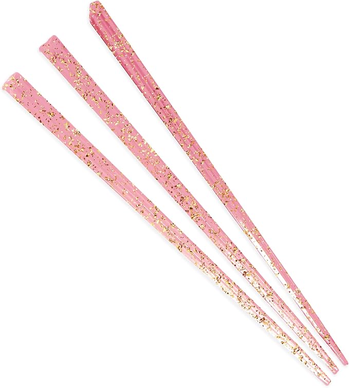 BambooMN - Triangular Appetizer Food and Drink Prism Picks - 3.5" - Pink w/Gold by BambooMN