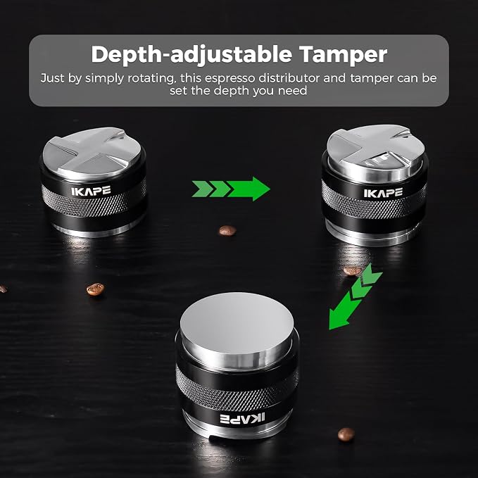 IKAPE Coffee Products, 51mm Coffee Distributor & Hand Tamper, Adjustable Depth - Image 4