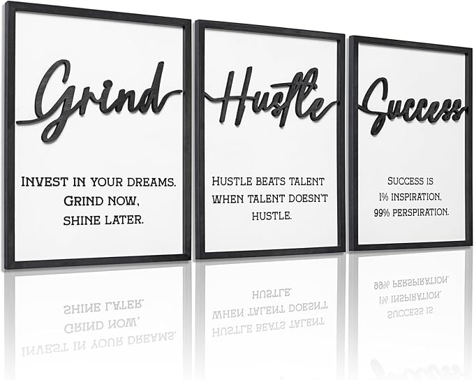 3D Wood Inspirational Office Wall Decor, Positive Quotes Wall Art by KIOSSUT