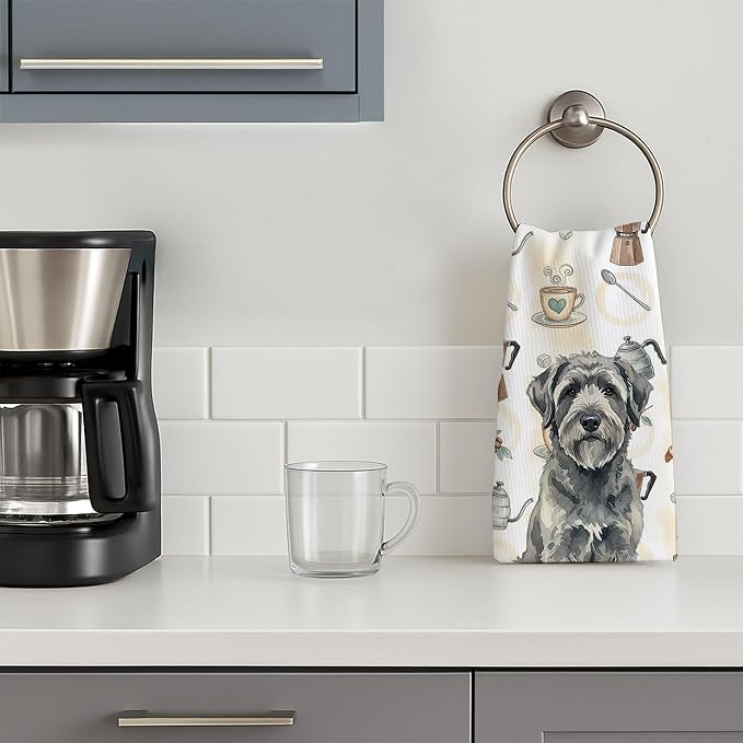 Caroline's Treasures Gray Bouvier des Flandres Coffee Bar Kitchen Towel Velour - Image 3