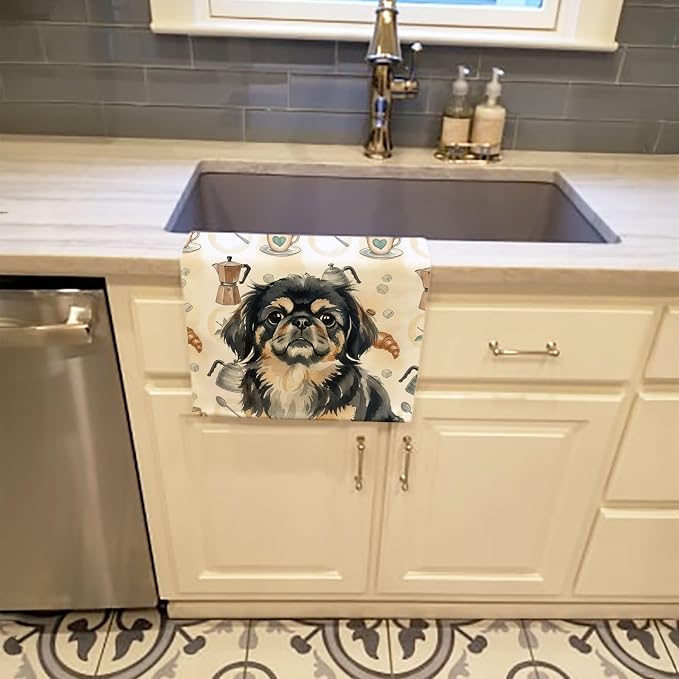Caroline's Treasures Black and Tan Pekingese Coffee Bar Kitchen Towel Velour - Image 2