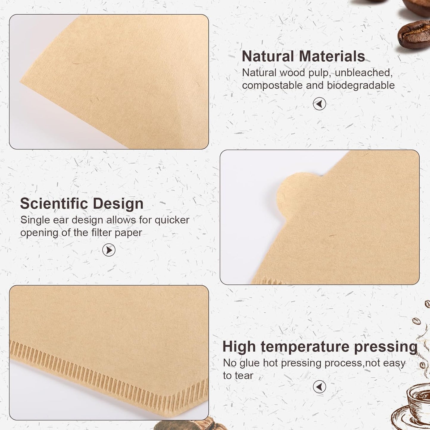 #4 Cone Coffee Filters 8-12 Cups, Disposable Natural Coffee Filters 4 Cone Paper Unbleached 4 Filters Paper Compatible with Ninja, Drip and Pour Over Coffee Maker, 120 Count