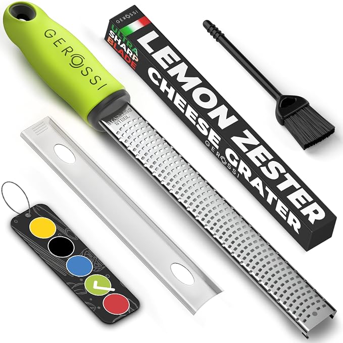 Stainless Steel Cheese Grater & Lemon Zester w/Extra Sharp Blade by GEROSSI