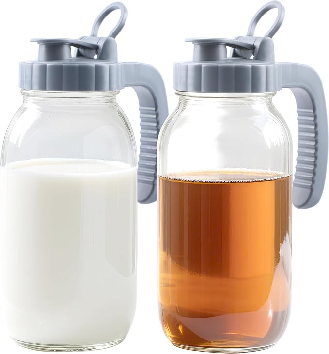 Mason Jar Pitcher 64 OZ Wide Mouth Glass Pitcher by MBSRITY