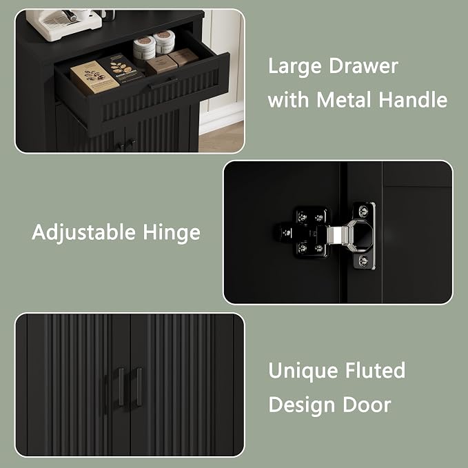 Buffet Cabinet with Storage Drawer, Farmhouse Coffee Bar Table with Storage - Image 3