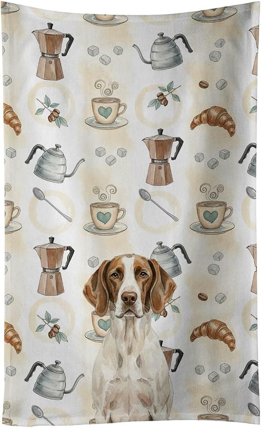 Caroline's Treasures Liver and White Pointer Coffee Bar Kitchen Towel Velour by CarolinesTreasures