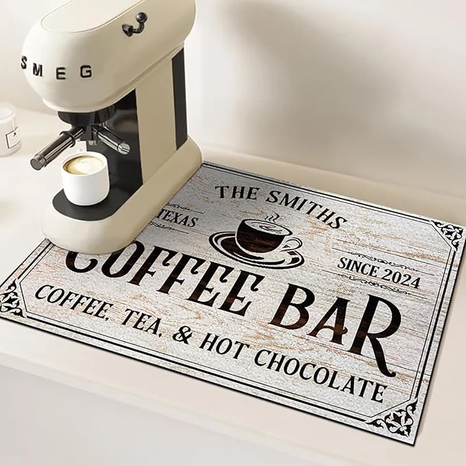 THUYPT Personalized Coffee Mat, Coffee Station Mat Quick Dry, Coffee Spill Mat - Image 4