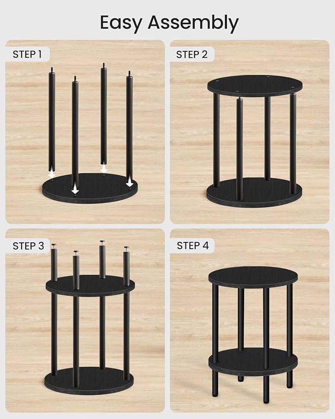 CHOEZON Round Side Table, 2-Tier End Table, Small Round Nightstand - Image 5