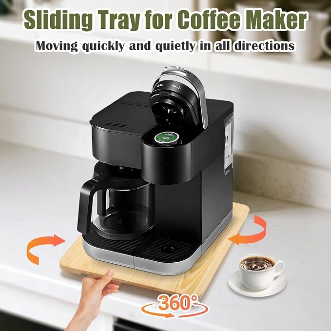 360° Rolling Tray for Coffee Maker, Sliding Tray Countertop Appliance Slider - Image 2