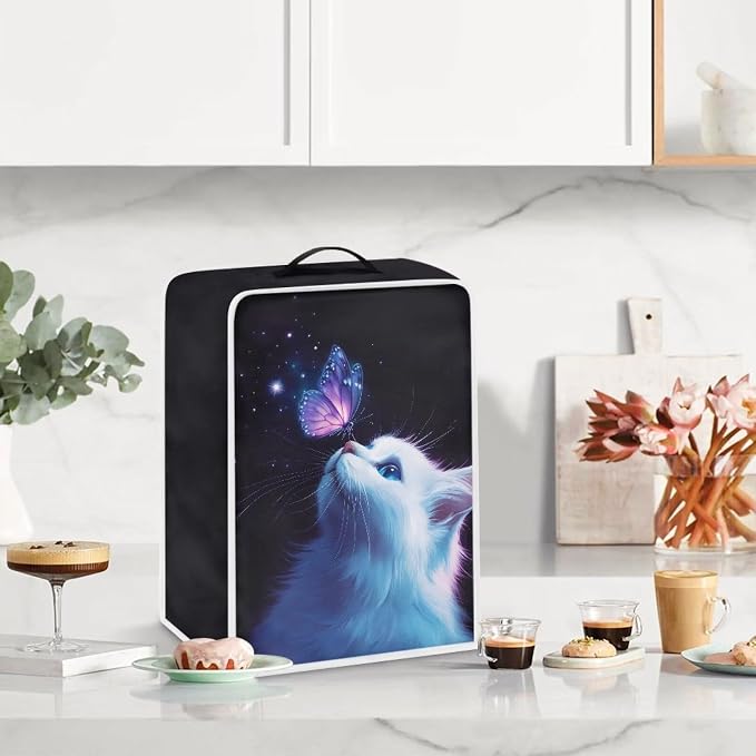 White Cat Butterfly Coffee Machine Covers Anti Dust Covers - Image 3