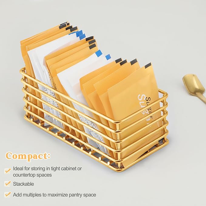 Oudain 2 Pcs Sugar Packet Basket Sugar Packet Rack Small Caddy Iron Organizer - Image 5