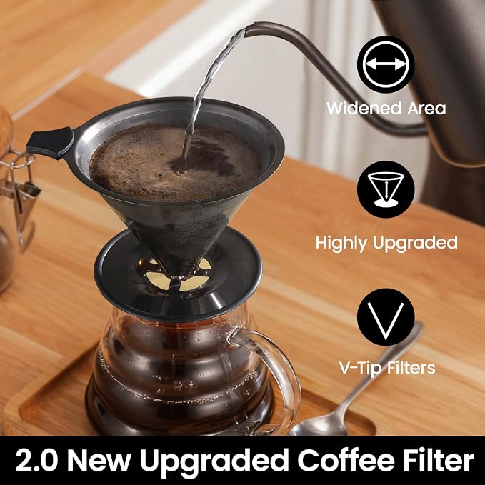 【2.0 Upgraded】 Stainless Steel Pour Over Coffee Maker, Reusable Paperless Drip - Image 4