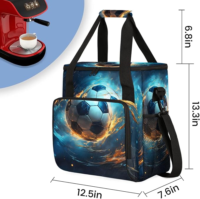 Funny Soccer Coffee Maker Carring Bag, Large Insulated Storage Organizer Case - Image 2