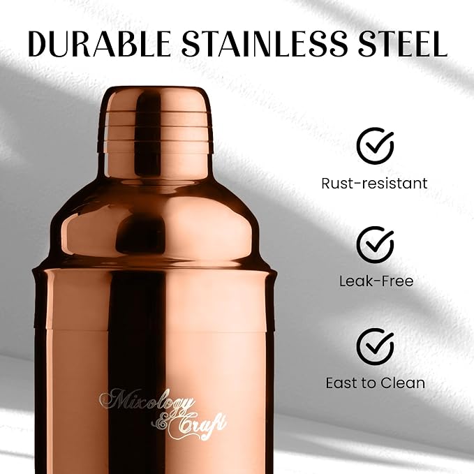 Mixology & Craft Rustic Cocktail Shaker Set – Includes Wood Stand, Complete - Image 8