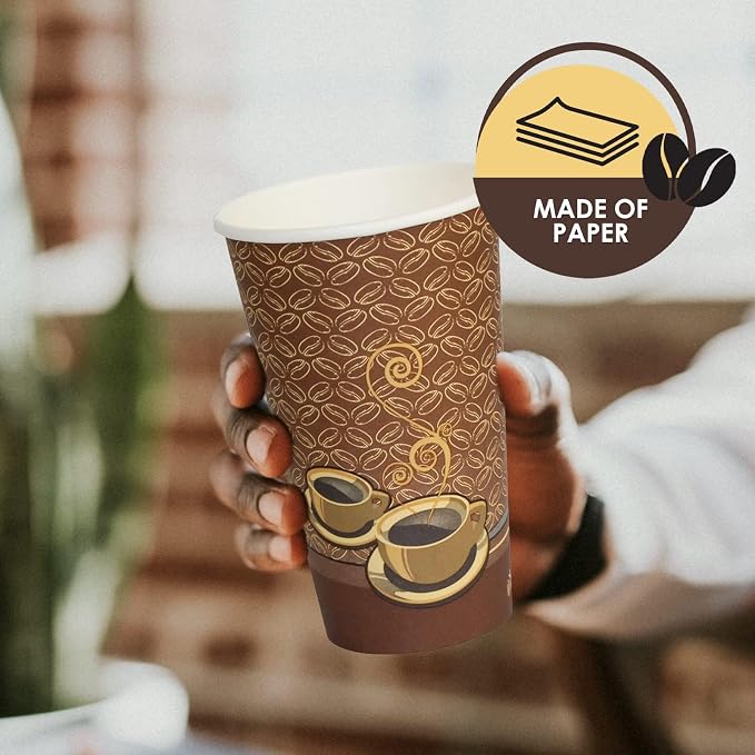 PAMI Disposable Coffee Cups, Single-Use Paper Cups, To-Go Hot Beverage Cups - Image 3