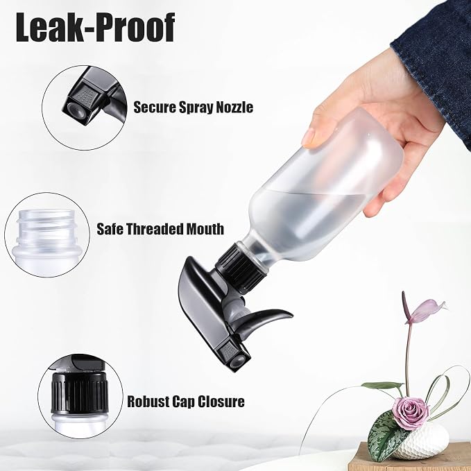 Spray Bottles 2 Pack 10 oz Refillable Plastic Squirt Bottle - Image 4