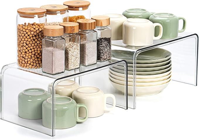 Clear Cabinet Organizer, Shelf Organizer Set of 2 by BobomomentHome
