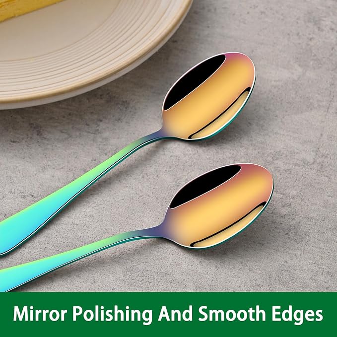 DEHOV 4.7 Inch Coffee Spoon, Rainbow Tea Spoons, Cute Multicolored Mini Spoons - Image 4