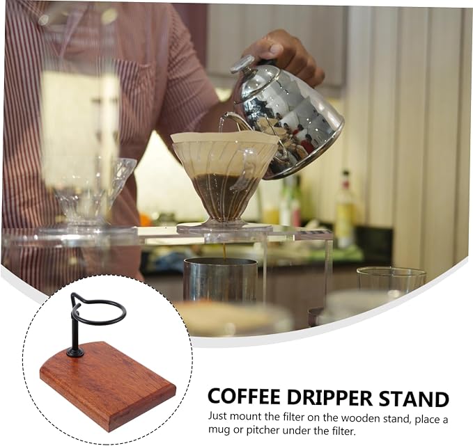 HOMSFOU 1pc Coffee Dripper Stand Adjustable Height Wood Filter Cup Rack - Image 4