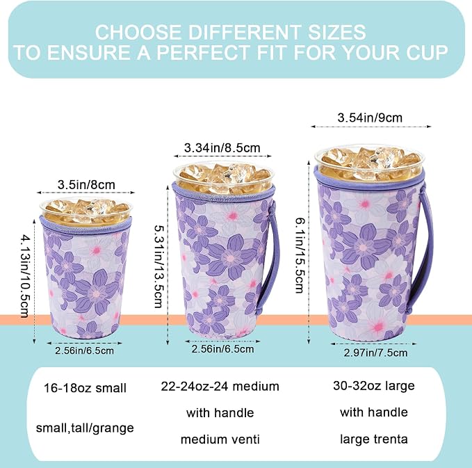 KJQJLY 3 Pack Reusable Iced Coffee Sleeves - Image 2