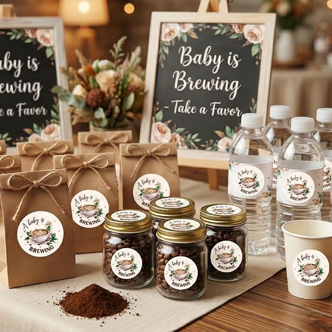 60 Pcs A Baby is Brewing Baby Shower Stickers - Image 3