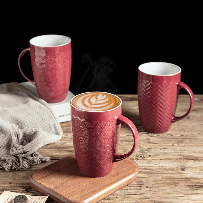 AmorArc Extra Large Coffee Mugs Set of 6, 20oz Ceramic Tall Coffee Mugs - Image 4