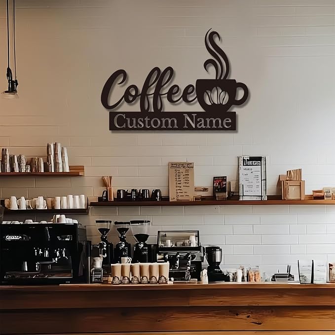 Personalized Coffee Bar Sign, Custom Metal Wall Art - Image 5