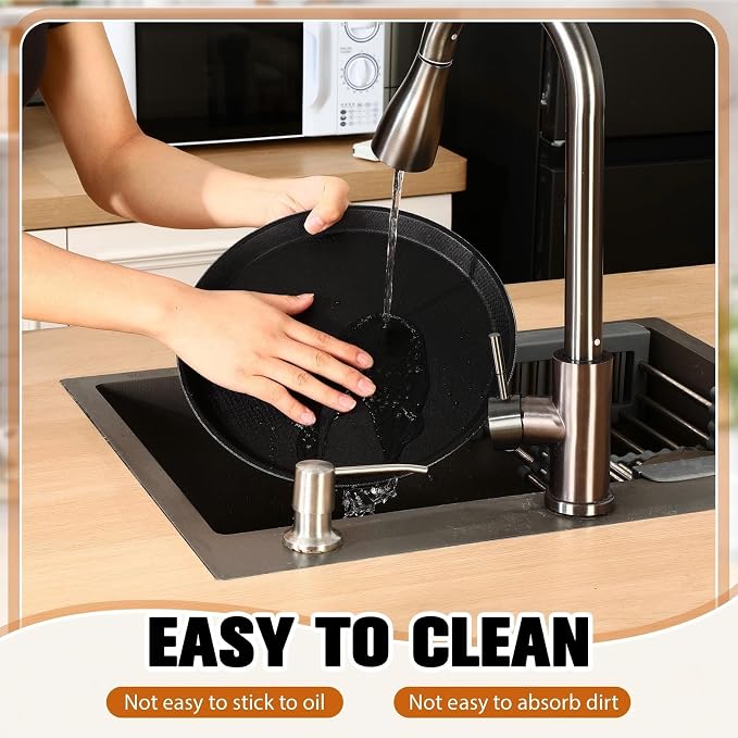 Zopeal 6 Pieces Black Round Restaurant Serving Tray, Plastic Non Slip Surface - Image 5