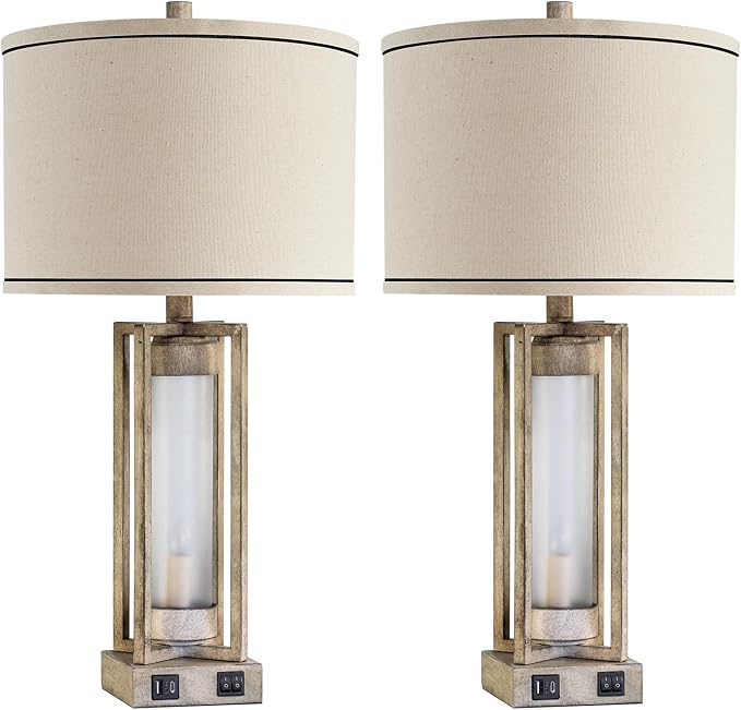 25" Set of 2 Farmhouse Table Lamps - Image 9