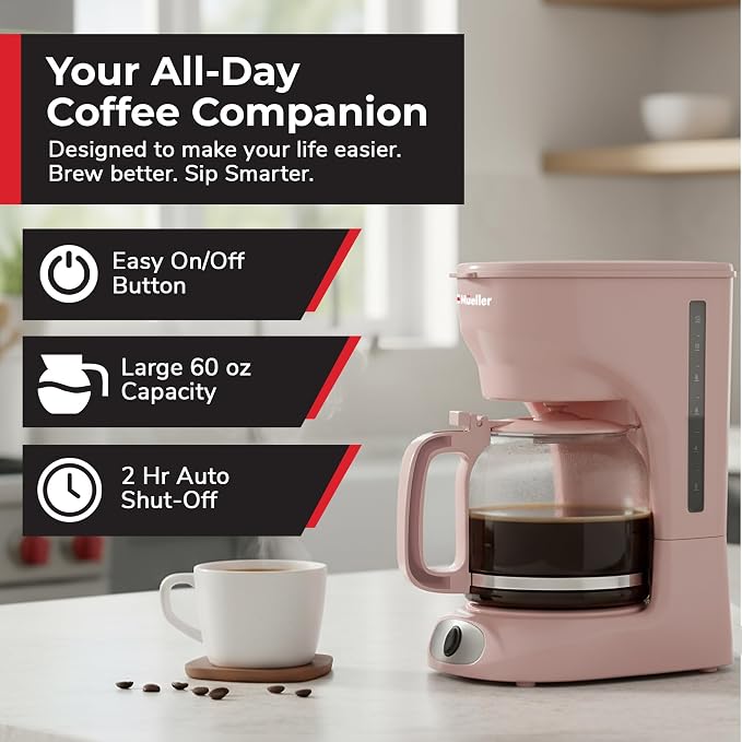 MUELLER HOME 12-Cup Pink Coffee Maker - Image 2