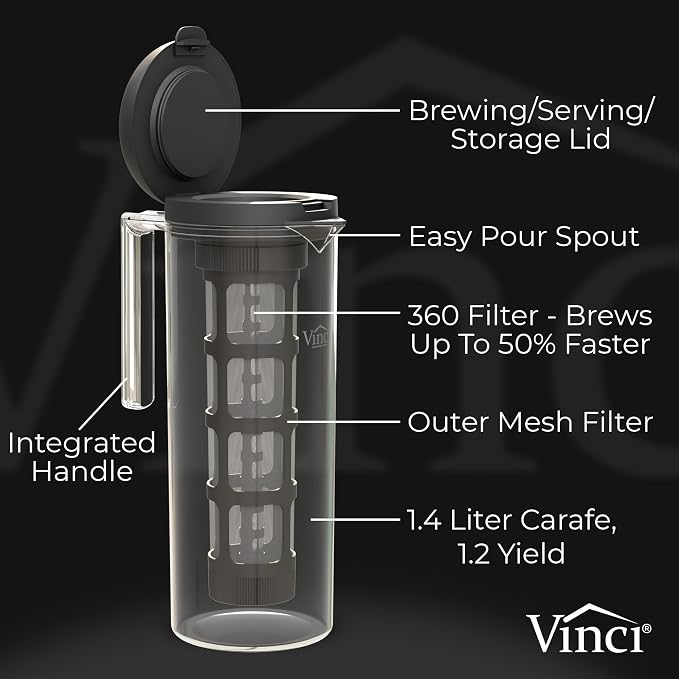 VINCI Cold Brew 360, Plastic Cold Brew Coffee Maker Featuring Patented Dual - Image 3