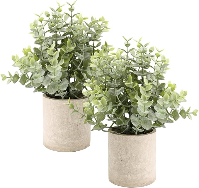 ALAGIRLS 2 Pack Small Fake Plants, Small Faux Plants in Pulp Pot by ALAGIRLS