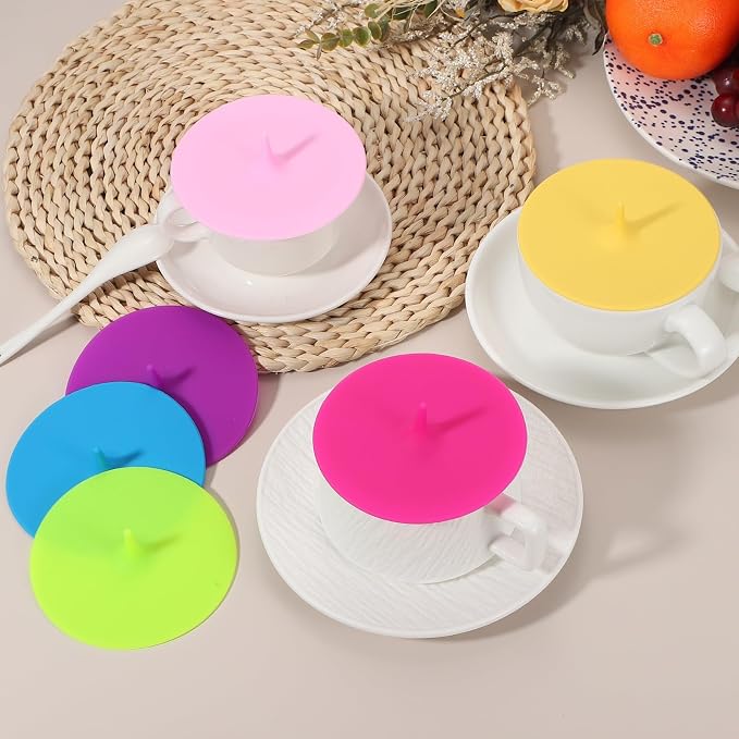 uxcell 3Pcs Silicone Cup Covers, 3.94" Teardrop Universal Cup Lids Reusable - Image 4