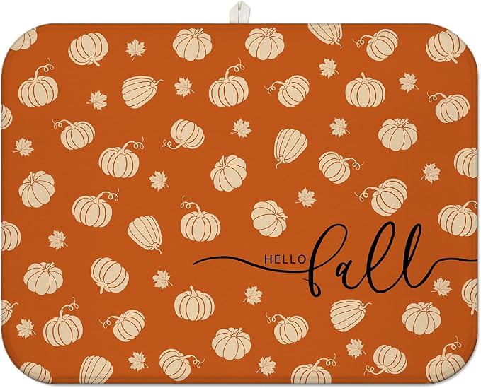 Fall Dish Drying Mat for Kitchen Counter, Washable Absorbent Countertop Harvest by Unknown
