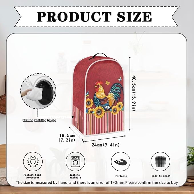 Rooster Butterfly Sunflower Blender Dust Cover, Anti Fingerprint Polyester - Image 6