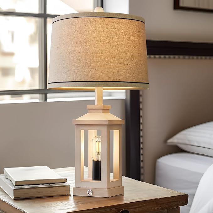G-SAFAVA 23.75" Retro Farmhouse USB C+A Ports Table Lamp - Image 2
