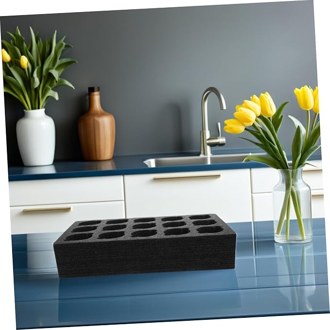 Multi-hole Foam Cup Holder Tray 15-compartment 445x196x100mm Black Beverage - Image 6