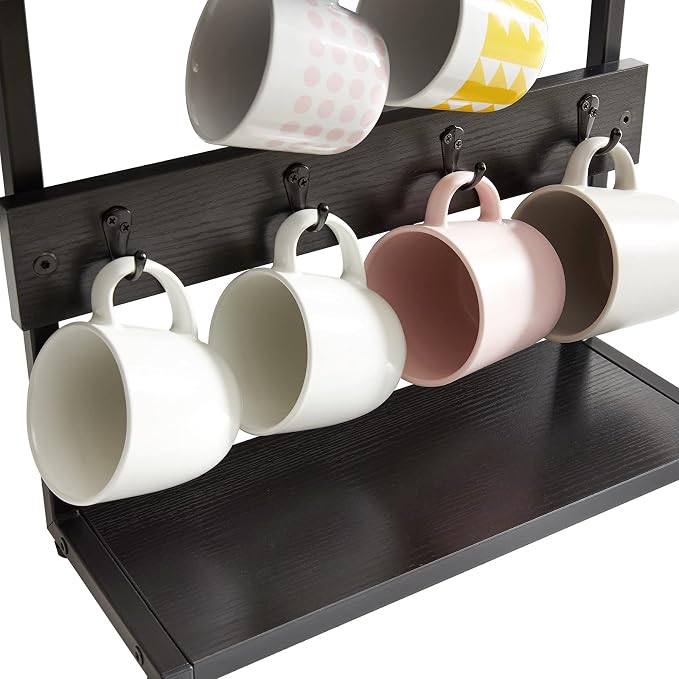 IBUYKE Rustic Coffee Mug Holder Stand, 2 Tier Countertop Mug Tree Holder Rack - Image 6