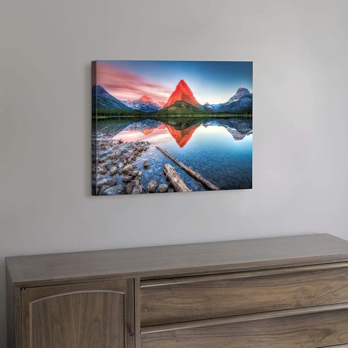 Glacier Mountain Wall Art Sunset Lake Reflection Landscape Canvas Wall Decor - Image 5