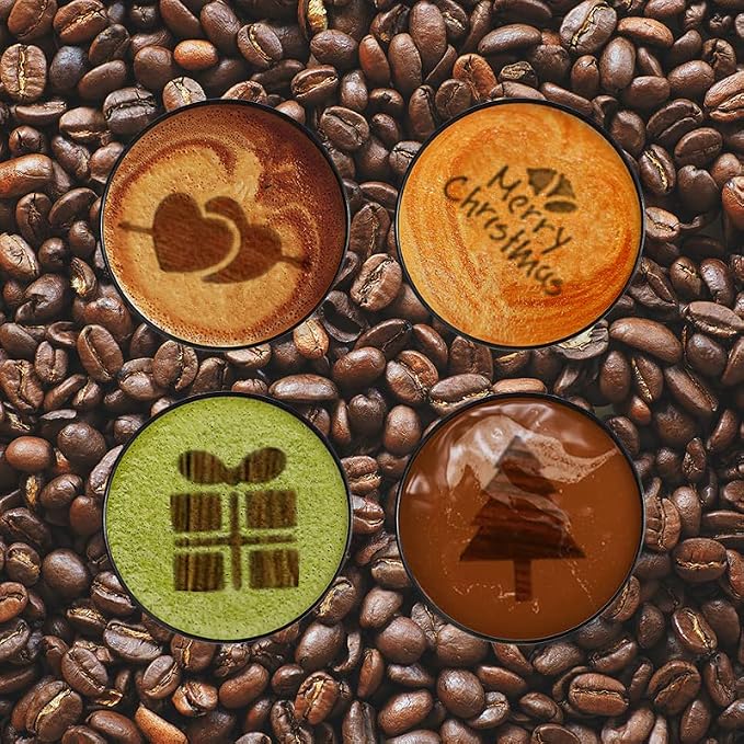 45 Coffee Stencils+2 Mesh Powder Shakers, Cake Baking Templates Coffee - Image 4