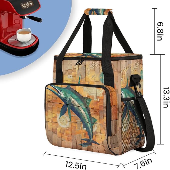 Funny Swordfish Coffee Maker Carring Bag, Large Insulated Storage Organizer - Image 2