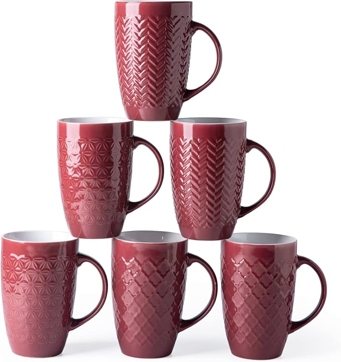 AmorArc Extra Large Coffee Mugs Set of 6, 20oz Ceramic Tall Coffee Mugs by AmorArc