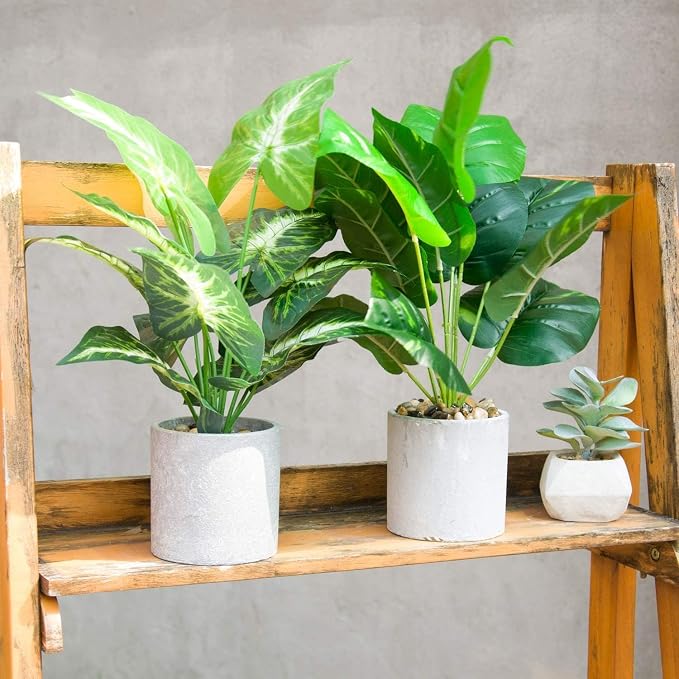 Der Rose 2 Pack Fake Plants Artificial Tropical Faux Plants Indoor - Image 5
