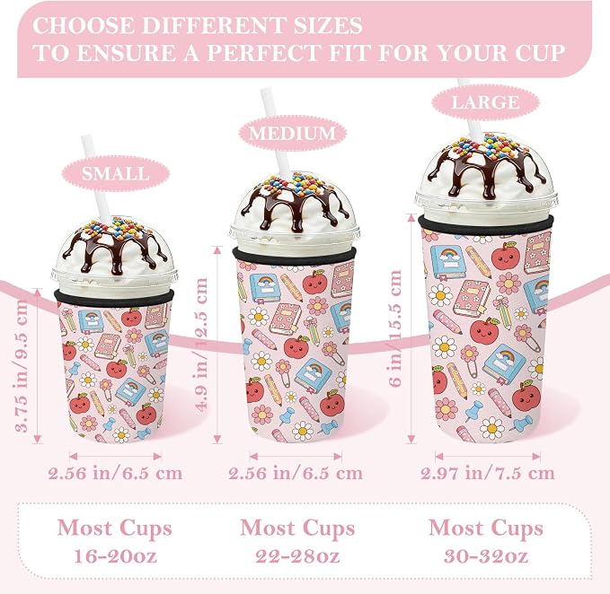 Reusable Insulated Neoprene Iced Coffee Cup Sleeve 3 Pack, Durable Drink Sleeve - Image 5