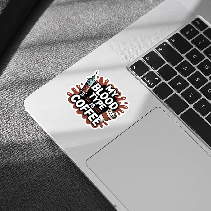 3pcs-6in My Blood Type is Coffee Sticker, Funny Caffeine Lover Sticker - Image 5